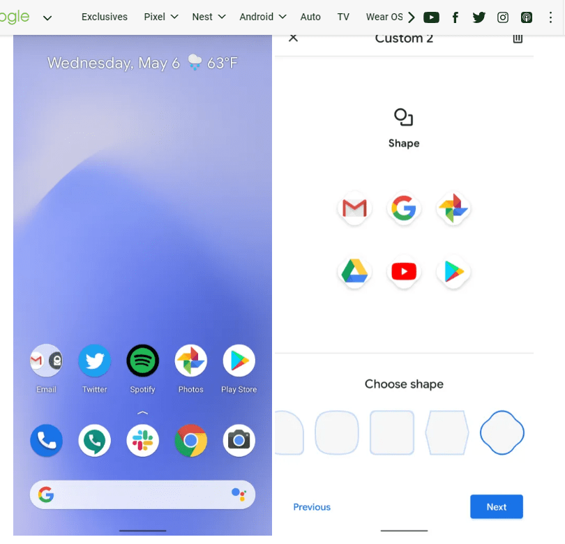 New Icon Shapes in android 11