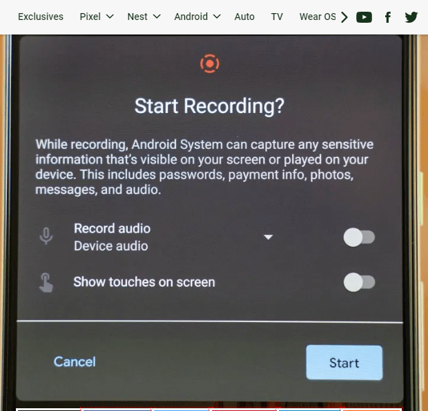 screen recording option on Android 11 in Beta 2
