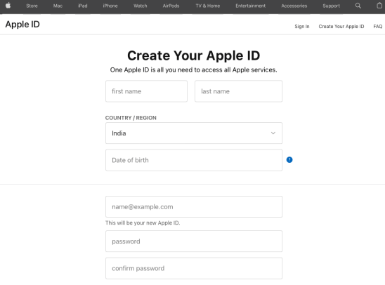 Create your apple id